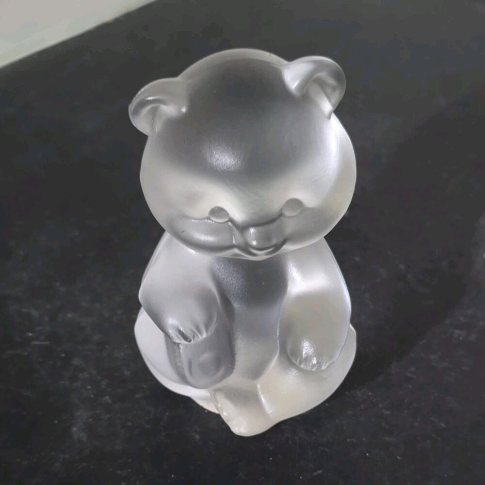 Fenton Art Glass Clear Bear Satin Finish